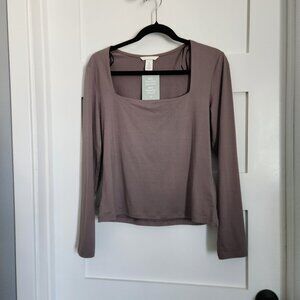 Long Sleeve Square Neck H&M Jersey Top - LARGE - NWT